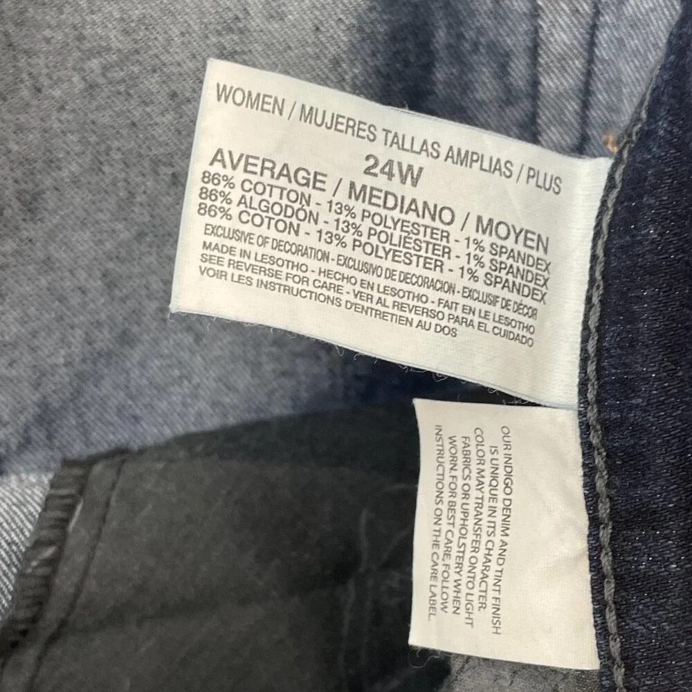NEW Gloria Vanderbilt‎ Amanda Jeans Womens Plus 24W Dark Wash High Rise Tapered